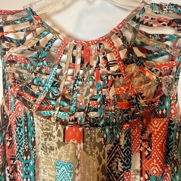 New Directions Western Colorful Patchwork Tank Top - Picture 4 of 4